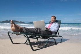 Email on the beach